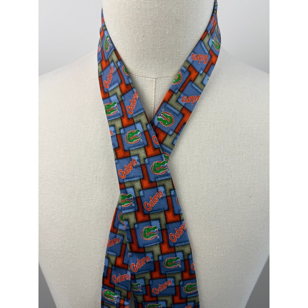 Eagles Wings Florida Gators Mens Necktie Blue Orange Geometric Logo NCAA Tie